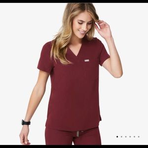 Burgundy Catarina One-Pocket Scrub Top